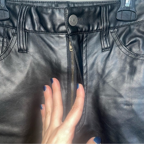 Madewell Faux Leather Black High Waist The Perfect Vintage Straight Jean Size 28 - Picture 6 of 10